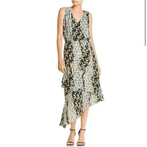 Parker NWT Pippin Asymmetrical Silk Dress in Blossom Stripe Sleeveless Women’s S